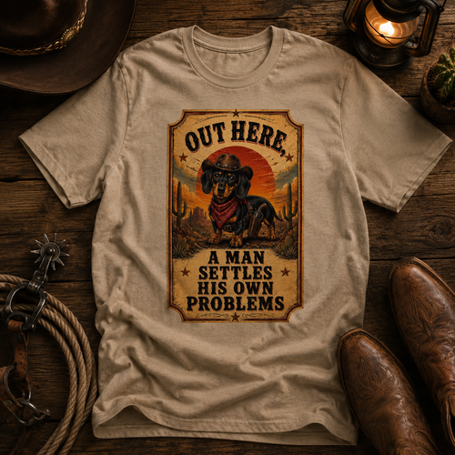 Dachshund "Man Settles Own Problems" Unisex Tee